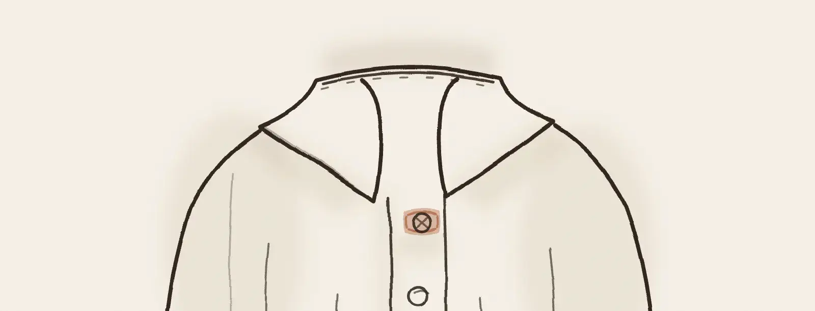 Col ouvert et patte de boutonnage d'une chemise blanche