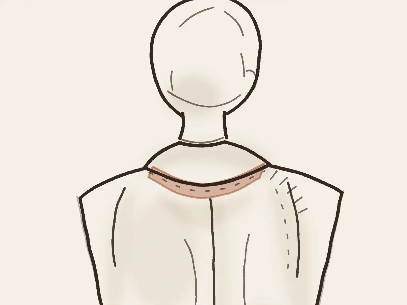 Dos d'homme en veste, épaules larges et taille resserrée