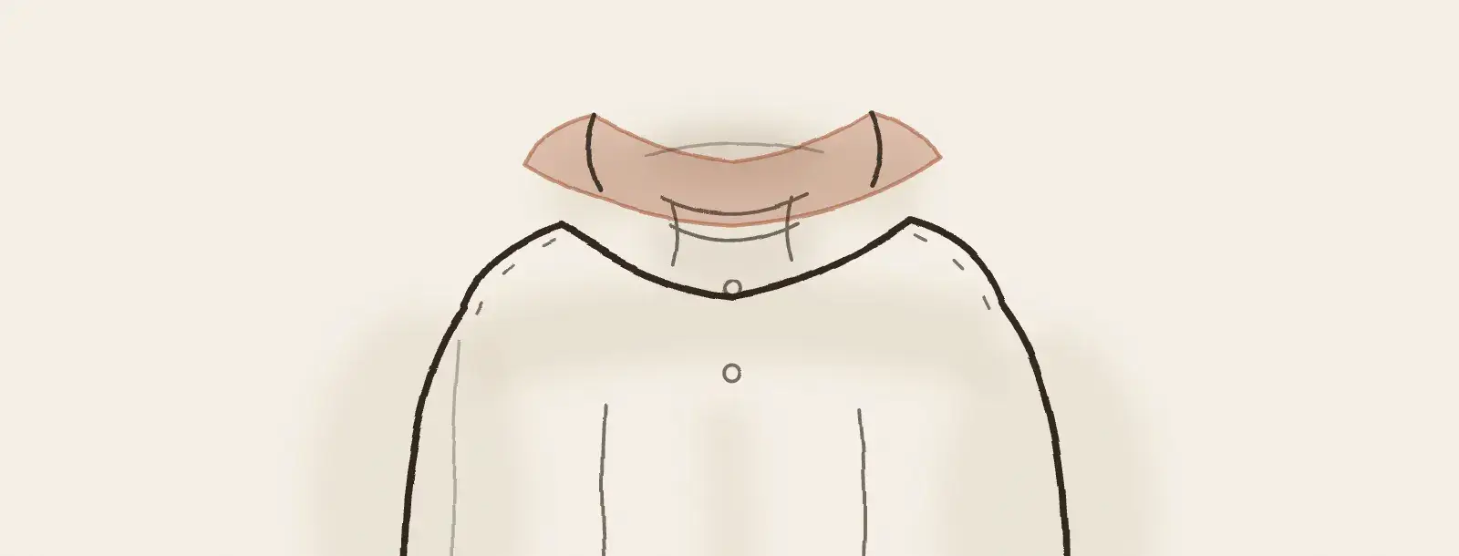 Trois cols de vêtements superposés à plat