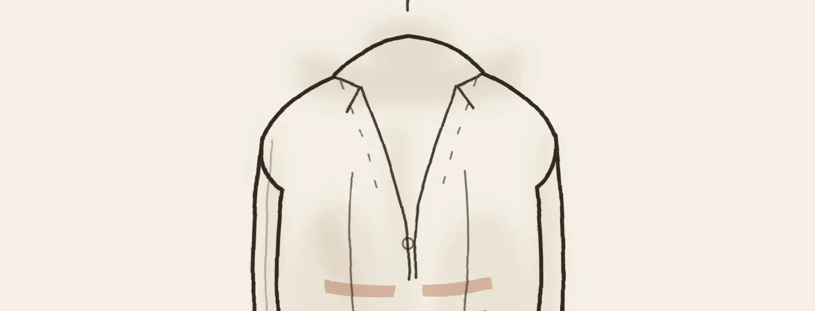 Veste sur cintre, reprises de taille marquées à la craie